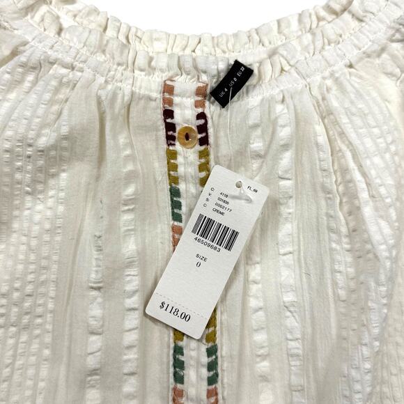 Anthropologie Akemi + Kin Boho Embroidered Top size 0 NWT 100% cotton XS - Picture 2 of 16